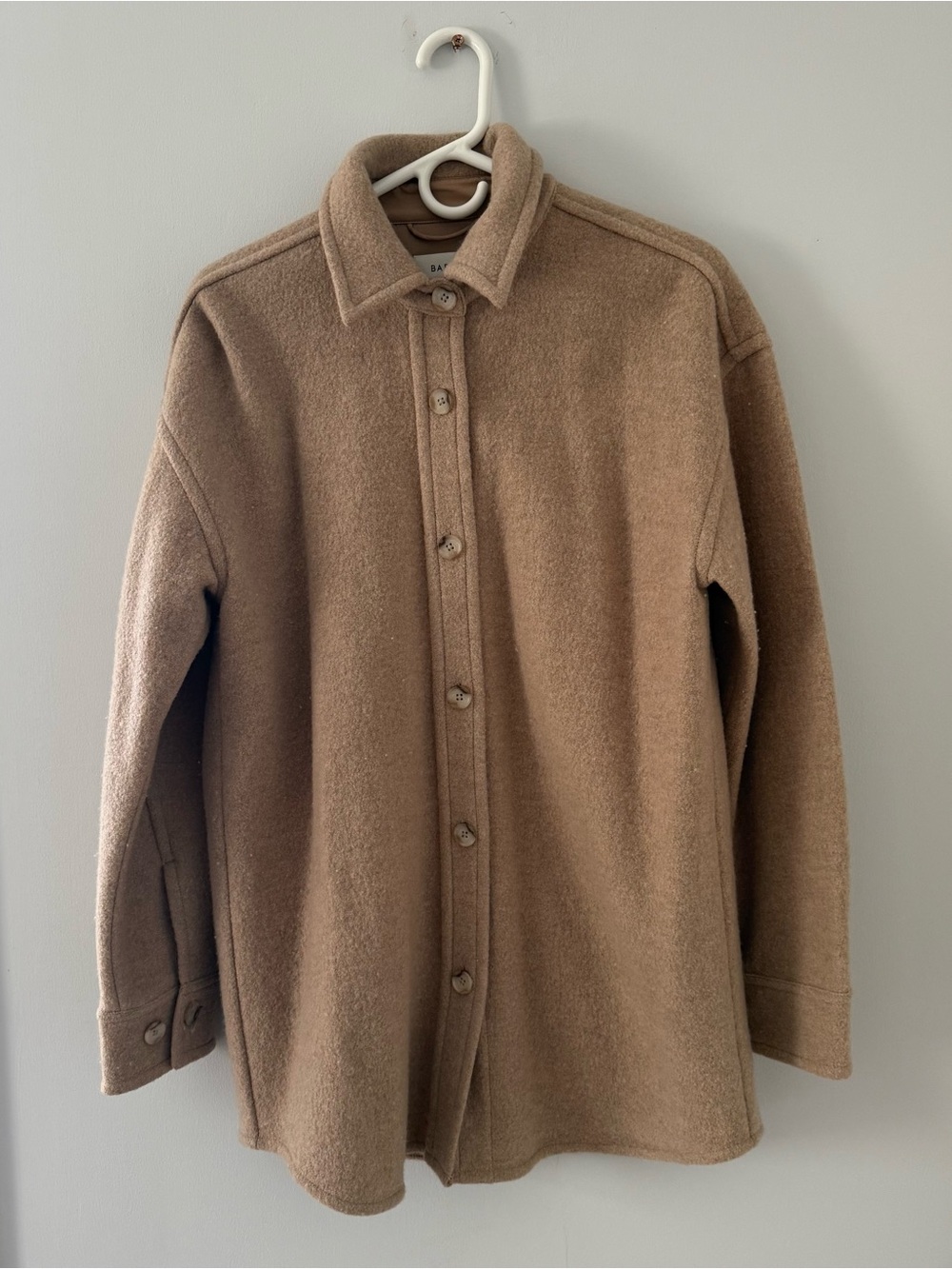 Aritzia Babaton Tan Wool Shirt Jacket